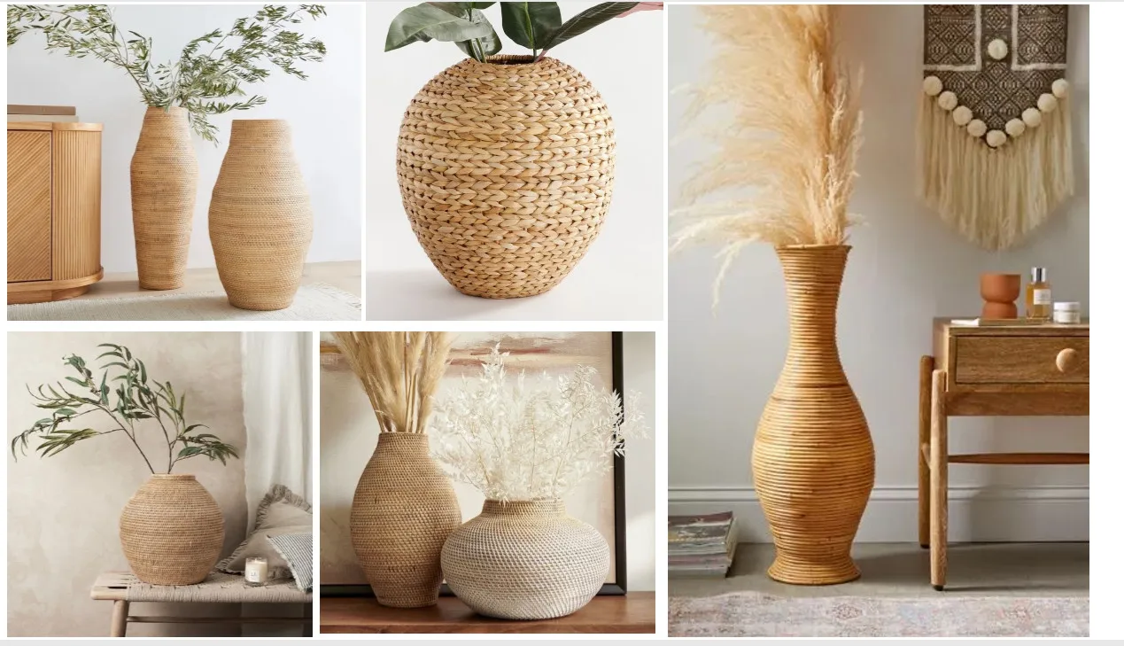 Ваза из ротанга ручной работы украшение для дома винтажная Цветочная бутылка античное растение