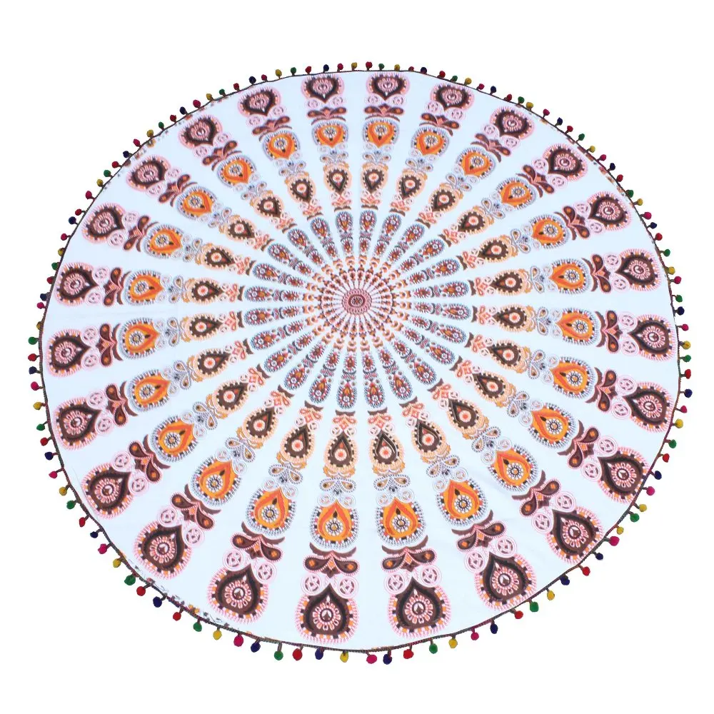Popular Handicrafts Round Blankets Indian Mandala Roundie Beach Throw Blankets Print on Demand Sublimation Round Blanket