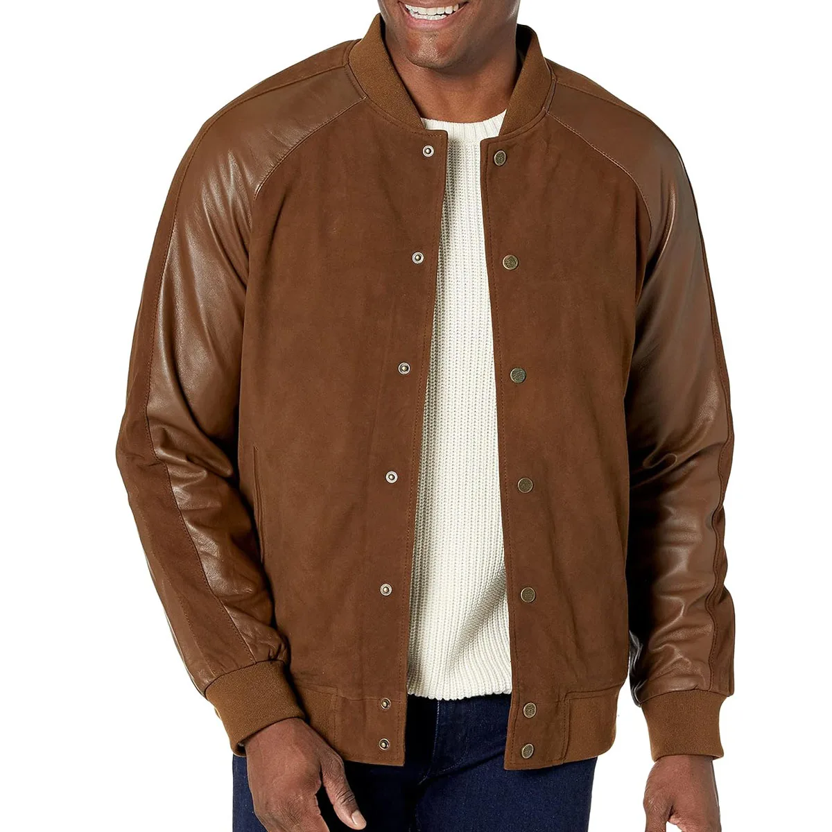 Top Suede Leather Varsity Jackets Customized Design High Street Fashion Genuine Sheep Nappa Leather Letterman Varsity Jackets