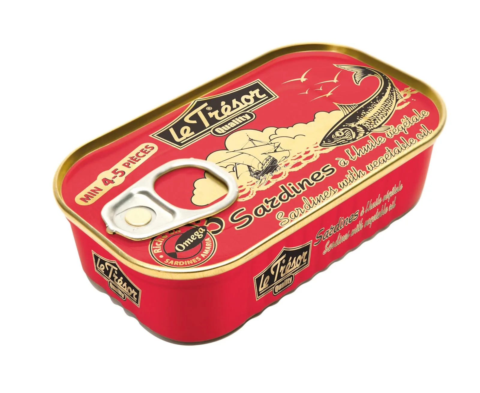 Canned Sardine fish in vegetable oil 125g club cans