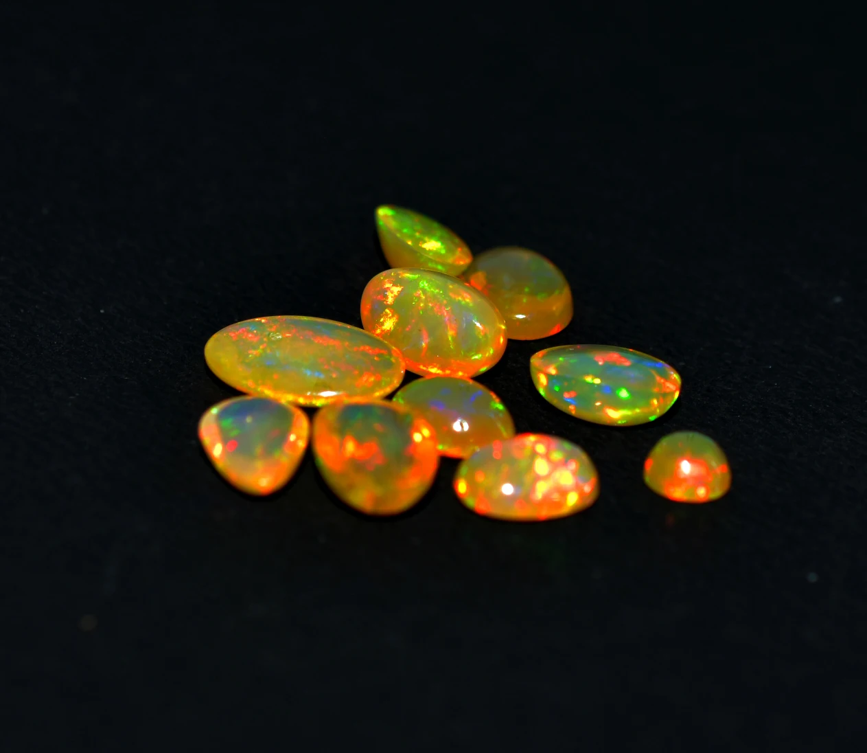 Ethiopian Opal Multi Fire Welo Cabochon Flat Back Natural Loose Gemstone Crystal Mix Sizes & Shape for Jewelry Pendant Necklace