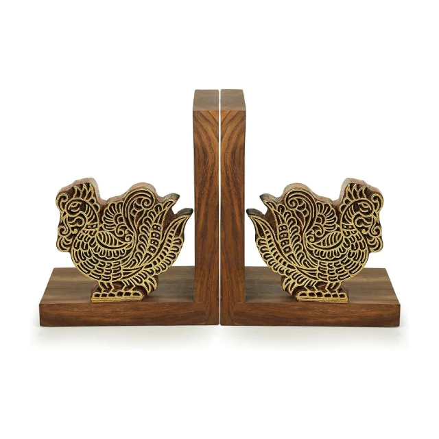 Private Label Modern Art Design Home Decorative Table Top Book Supports Wood Made Bookends Manufacturer in India