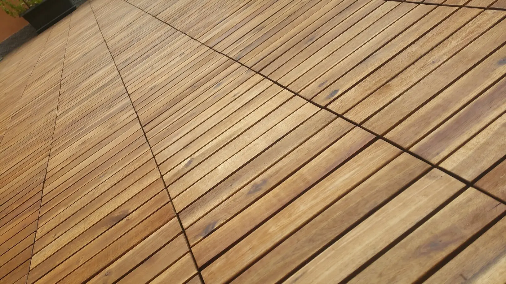 Wood Deck Tiles 12 Slats Wood Decking Floor Natural Solid Exterior or Outdoor Teak Wood Flooring