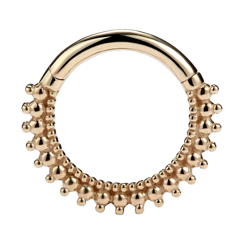 Giometal Beaded Hinged Segment Ring Minimalist Body Jewelry 14K Solid Gold Septum Clicker Nose Jewelry For Women Daith Piercing