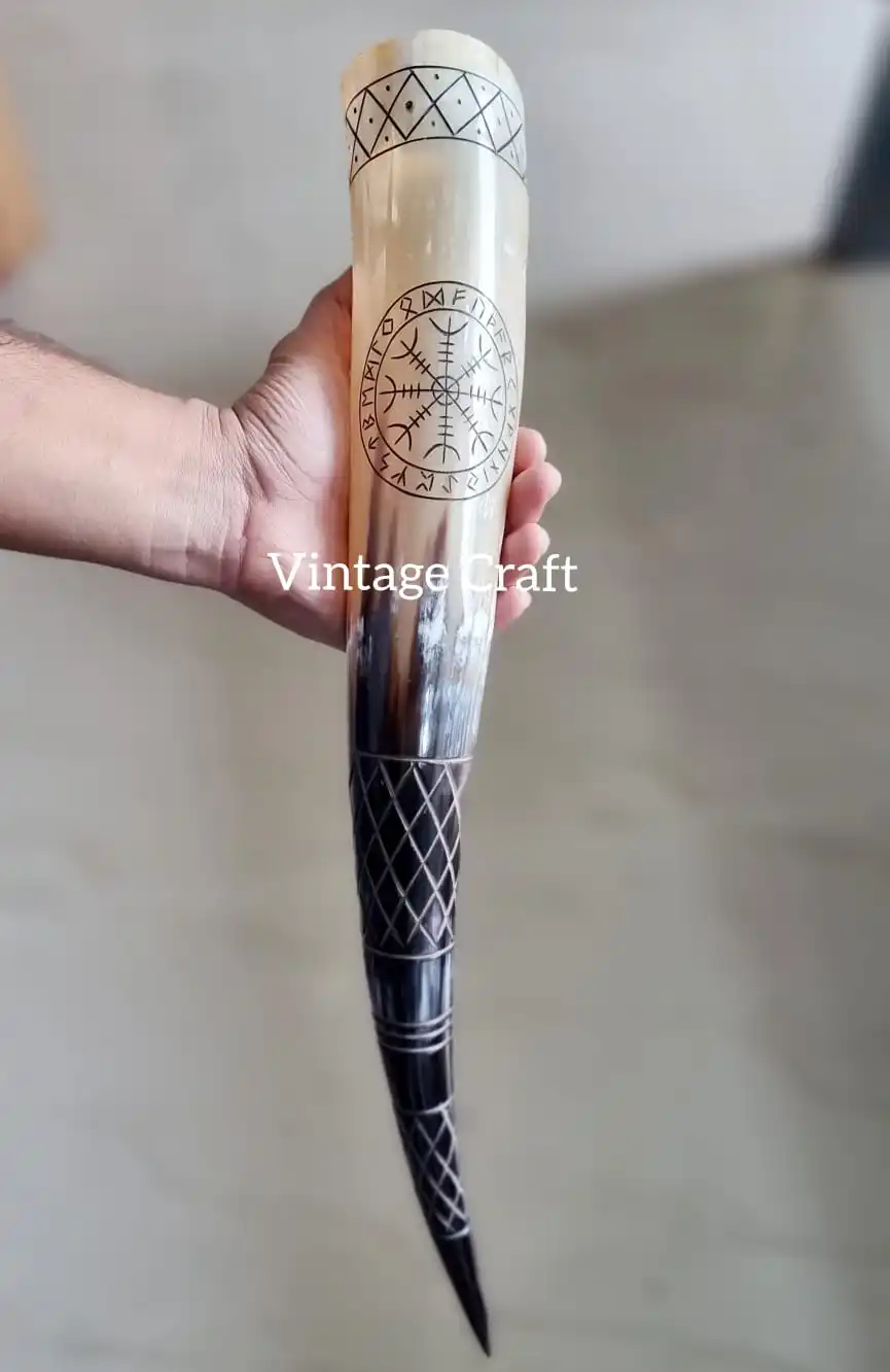 Carved Viking Drinking Horn Handcrafted drinking horn Beer Mead Ale wine or whisky Dragon Hand Carving