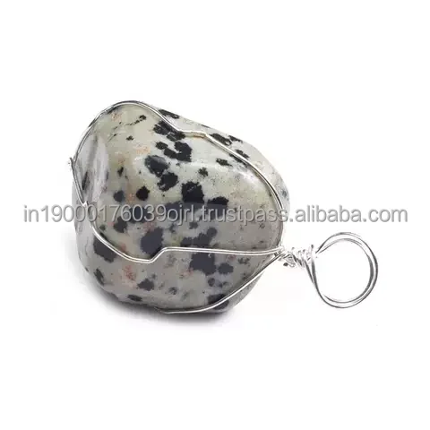 wholesale factory supplier healing stone crystal pendant for jewelry making red jasper tumble wire wrapped crystal pendant