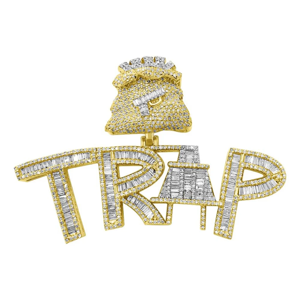 TRAP Plug Luxurious Moissanite Diamond 14K Gold Hip-Hop Style Custom Pendant