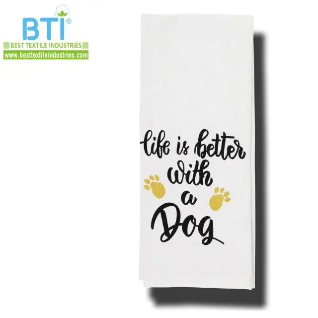 BTI Wholesale Factory Custom Design 100% Cotton Printed Kitchen Towels Tea Towels Super Absorbent