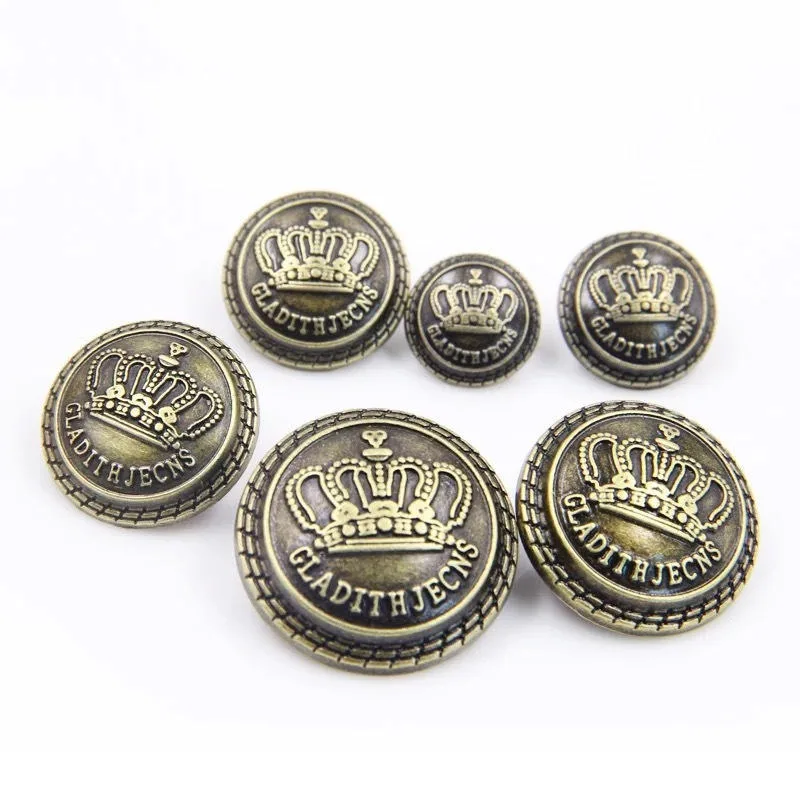 High Quality Engraved Gold Brand logo Custom Clothes Metal Dome Shank Button with for Denim Clothing