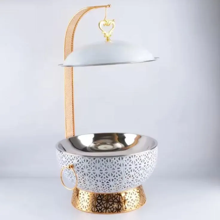 Luxury Chaffing Dishes for Catering Gold & White Chafing Dishes With Handing Lid Food Warmer For Hotel & Restaurant Used food