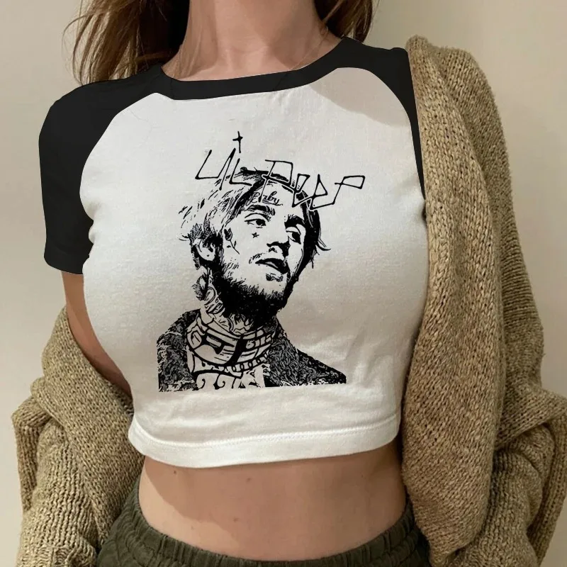 Эстетическая женская футболка Rip Lil Peep Lil. Пип Забавный укороченный топ классная уличная одежда Графические футболки хип-хоп топы Одежда