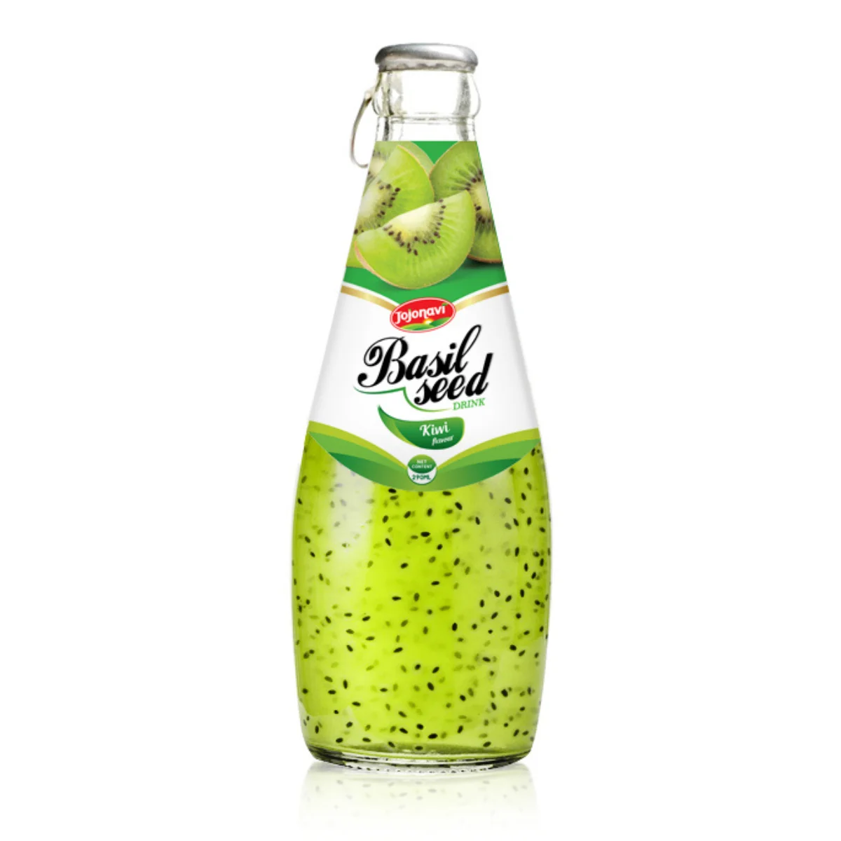 JOJONAVI Kiwi Flavored Basil Seed Drink 290ml Glass Bottle Wholesale supplier Private label OEM ODM Manufacturer
