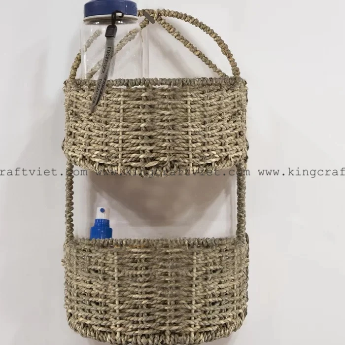 2-х уровневые бамбуковая полка полукруг настенный органайзер для хранения с корзины настенная ручной работы Вьетнама FBA Amazon