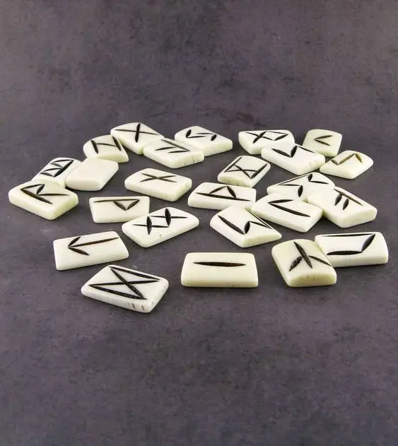 Hand Crafted Antique Rune Set Handmade Buffalo Bone White Bone Colour Rune set  With Love And Best Design For Play Agate