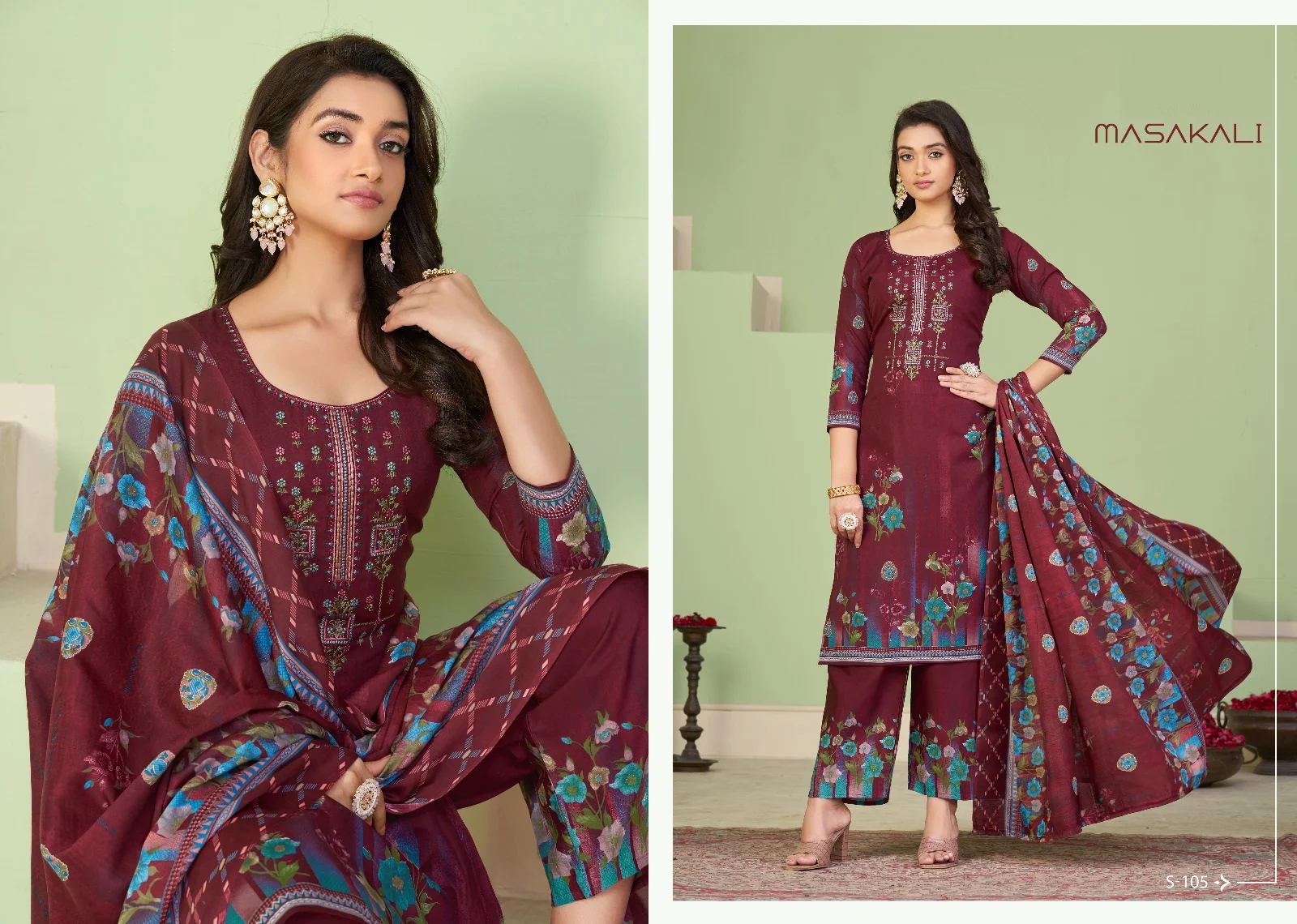 Pure Soft Cotton Kashmir Print Fancy Embroidery Swarovski Diamond Work Sal-war suit collection