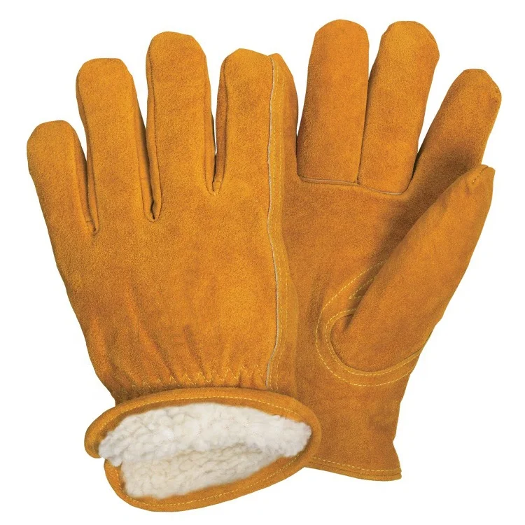 Hot sell heavy duty cow split leather construction work leather gloves for hand protective labor safety gloves