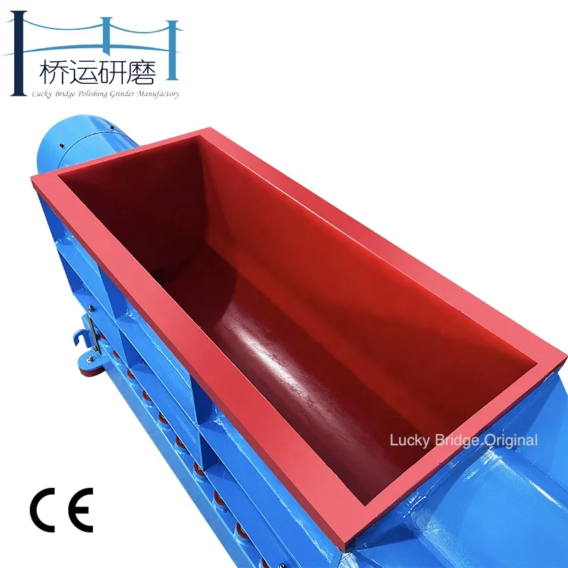 TV400 L 14.1 CuFt and more Continuous Long Vibrator Finishing Machine Vibratory Tumbler Tub Vibrating Polishing Equipment