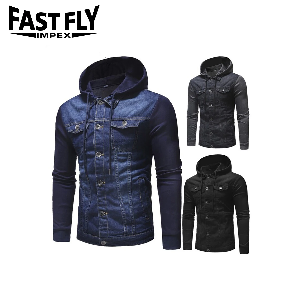 Wholesale Custom Logo new Fashion Men Jackets Men Black Jean Jacket/canvas jacket for mens