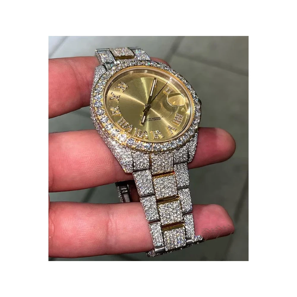 28 Ct Luxury Moissanite Hip-Hop Automatic Diamond Handcrafted VVS1 Studded stainless steel belt Buy Now At Low price