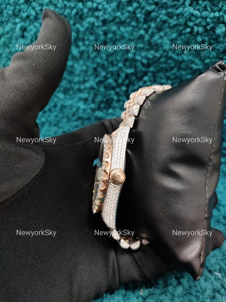 Best Price 41mm Iced Out Watches Luxury Automatic Movement Stainless Steel Iced Out Hip Hop VVS Moissanite Watches For Man Woman