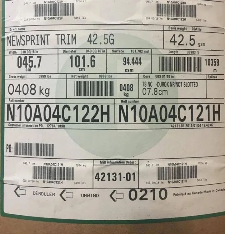 Бумага для газетной бумаги 45gsm 48 8gms 52gsm рулоны и листы