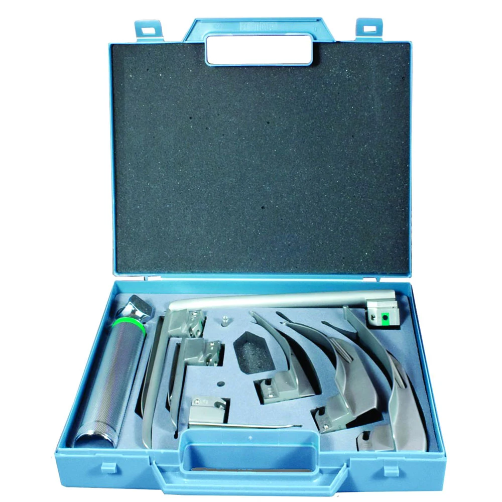 HOT SALE GORAYA GERMAN STAINLESS FIBER OPTIC Laryngoscope Mac Set of 5 BLADE & HANDLES EMT   CE ISO APPROVED