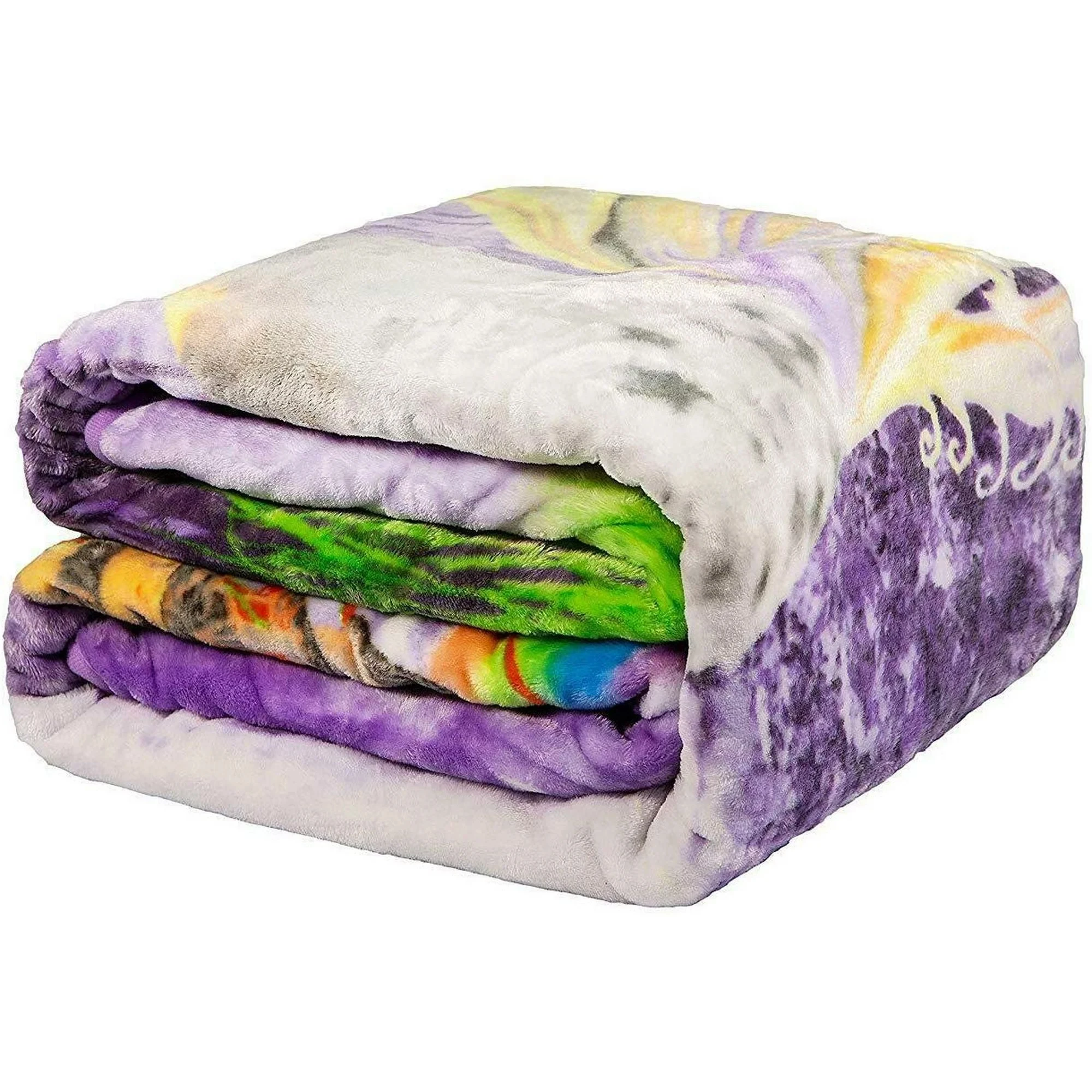 Unicorn castle queen size plush raschel mink blanket 79 x 95 signature collection for double bed