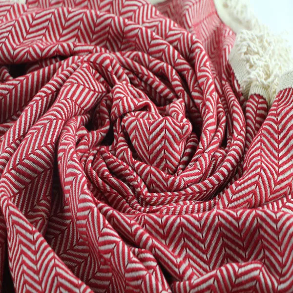 Beautiful Hand Woven Trendy Round Beach Towel For 2022 Damla Round  Beach Towel Red Color with tassels