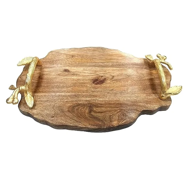 Hot Selling natural wooden serving tray wholesale Eco-friendly top quality Handcrafted natural wooden serving tray