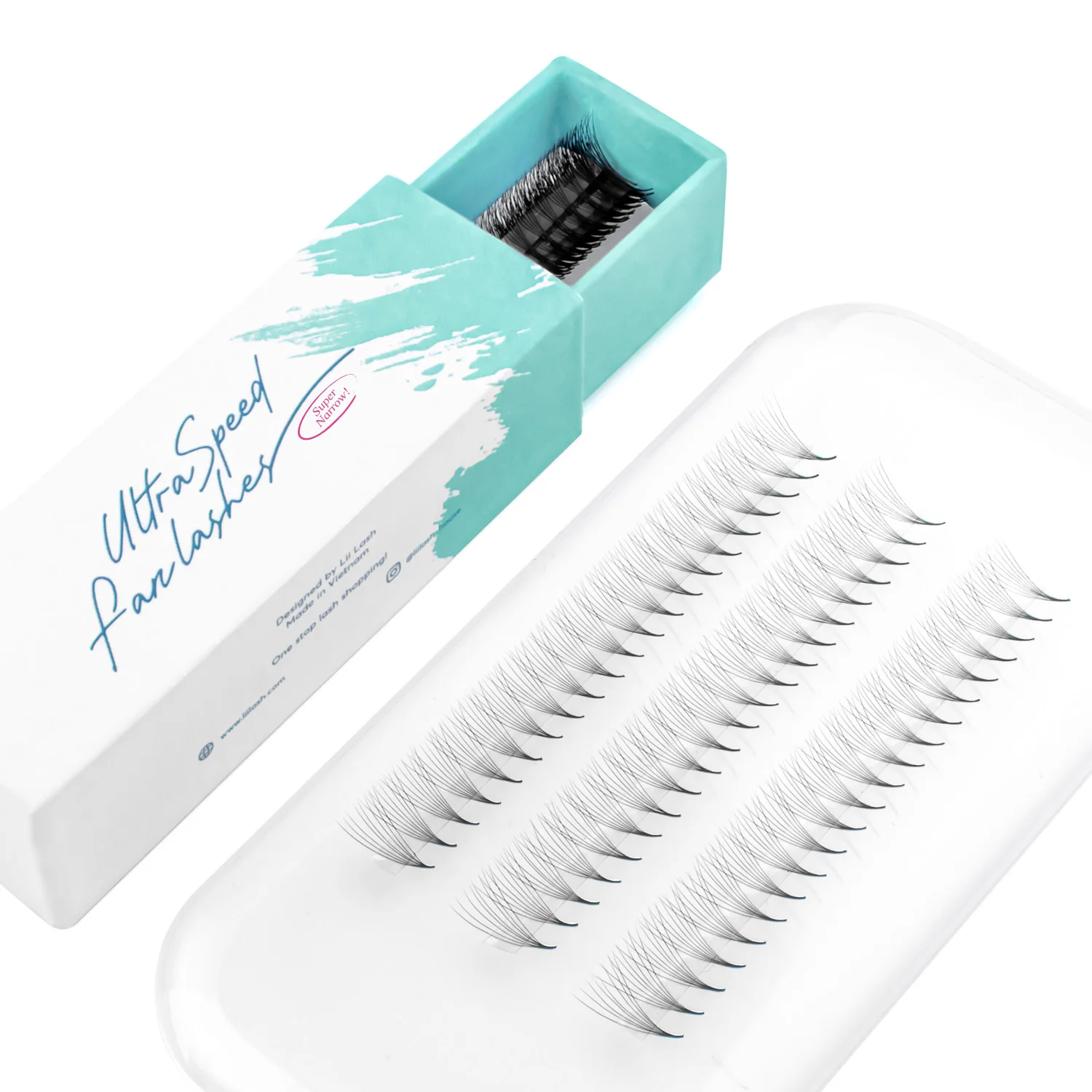 Ultra speed 6mm promade lash fans fan russian volume lashes extension tray mid stem premade lash fans wholesale