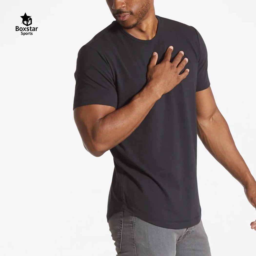 OEM Custom High quality Cotton and Spandex crew neck t black sports wear t shirt for men