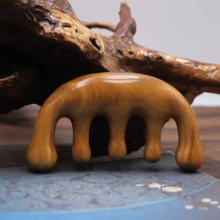 WholesalFactory sales Natural wood Wide Tooth Massager Comb Anti-Static Styling Wet Hair Comb for Head Acupuncture Point Massage