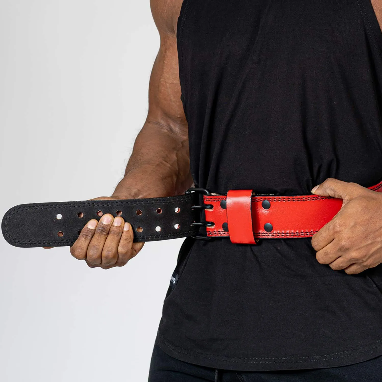 Oem Service Fitness Belt Hot Selling Black And Red Color Both Side Reversible Leather Weightlifting Belts