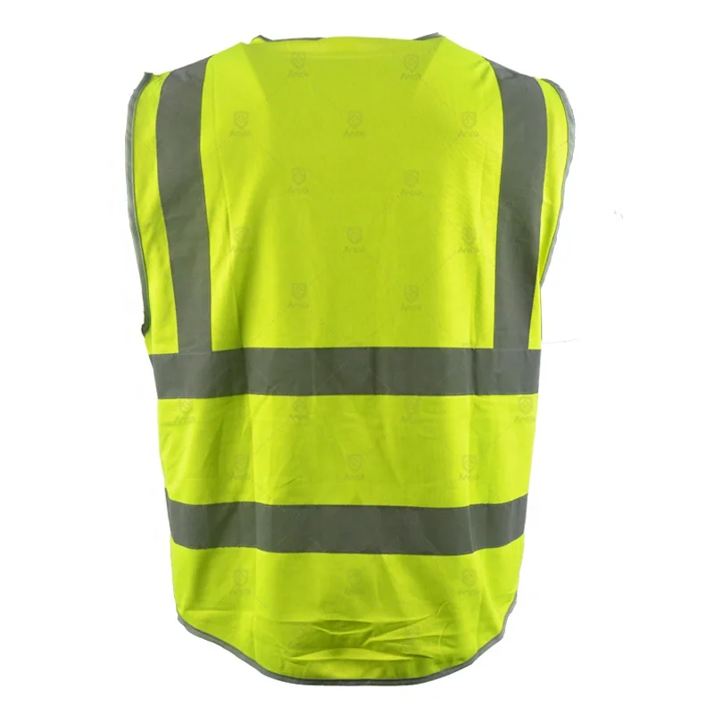 Cheap High Visibility Yellow Mesh Fabric Ansi Class 2 Safety Hi Vis Reflective Vest with Zipper and Pockets