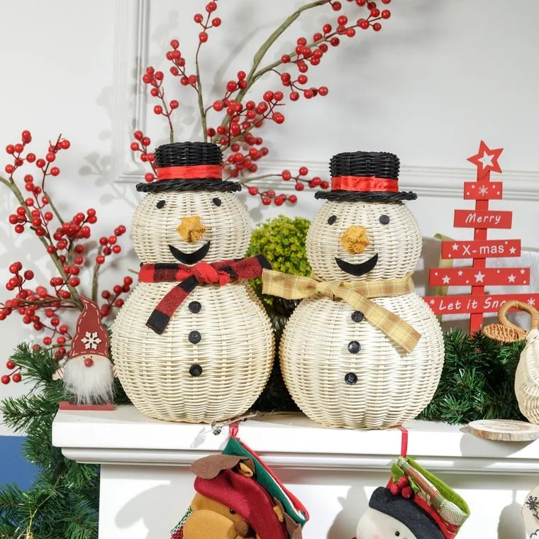 Rattan sleigh basket reindeer Christmas decoration out door Noel holiday decorations unique ornament