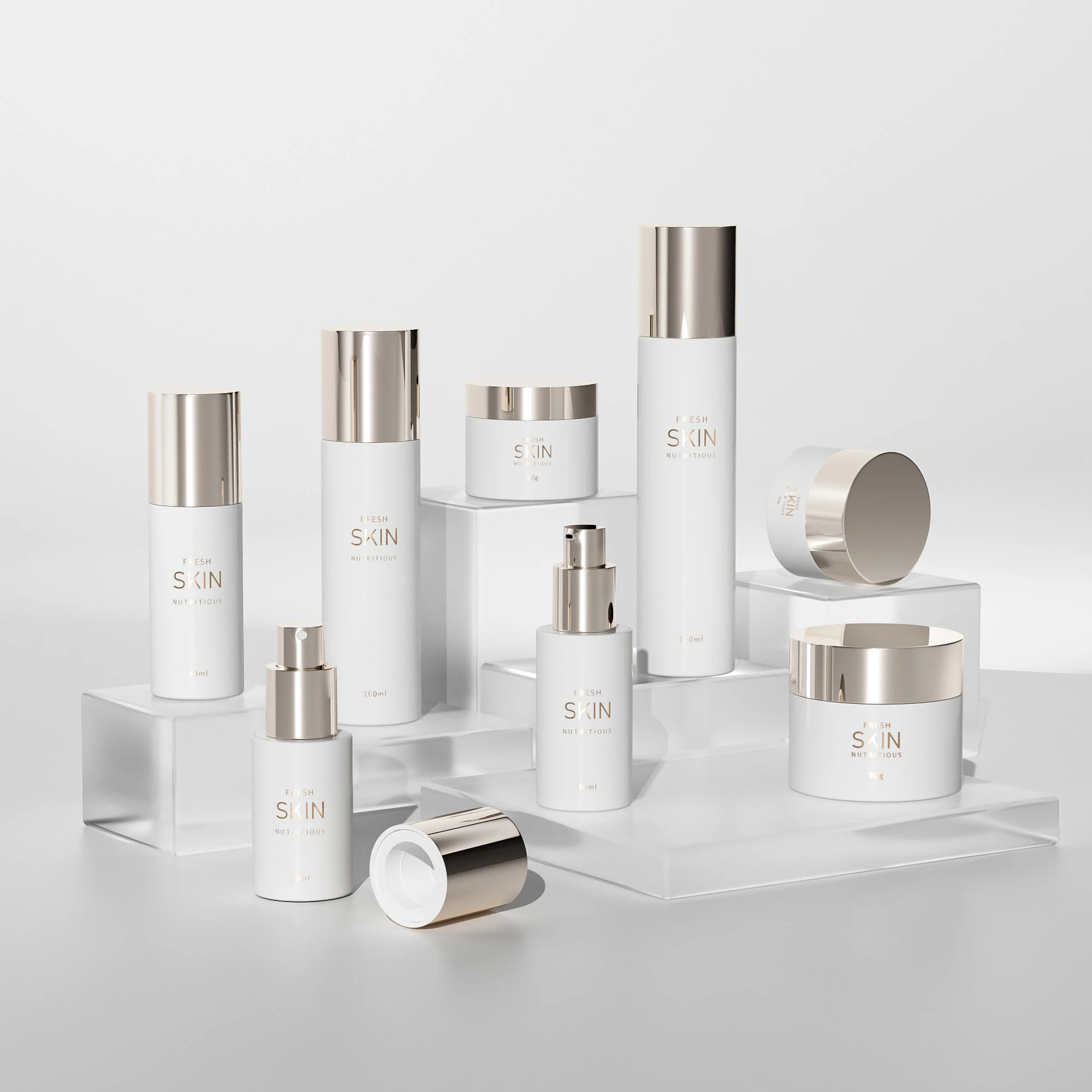 Skin care packaging 5g 15g 30g 50g 80g cream jar 100g 50ml 100ml 120ml cosmetic container glass spray lotion pump bottle set