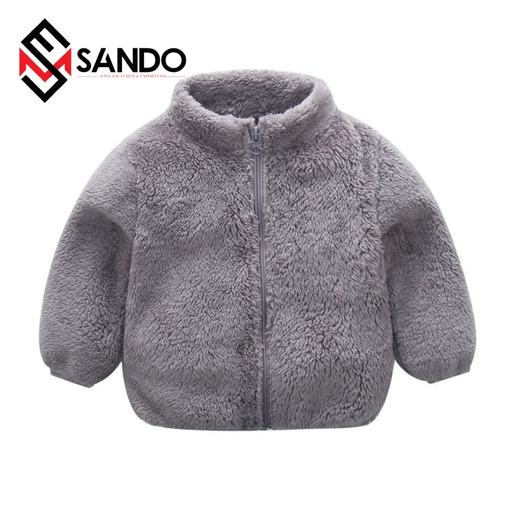 Custom logo Baby winter jackets Toddler baby clothes Zip Solid Warm Thick Fleece Coat Soft Winter Outerwear Kid Clothes