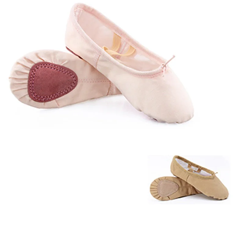 Factory Wholesale Professional Ballet Dance Best Quality Girls Kids Stretchable Elastic Pink Canvas Ballet Shoes