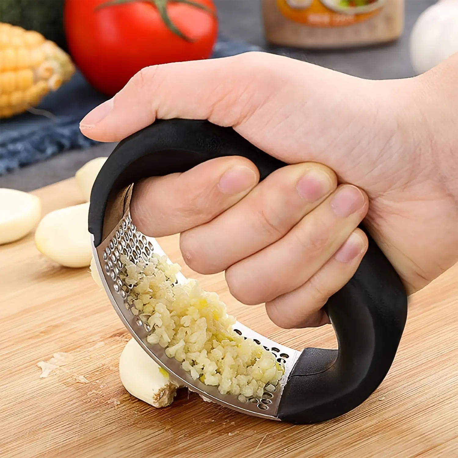 Manual Ring Garlic Masher, Garlic Press Mincer, Household Stainless Steel Kitchen Accessories