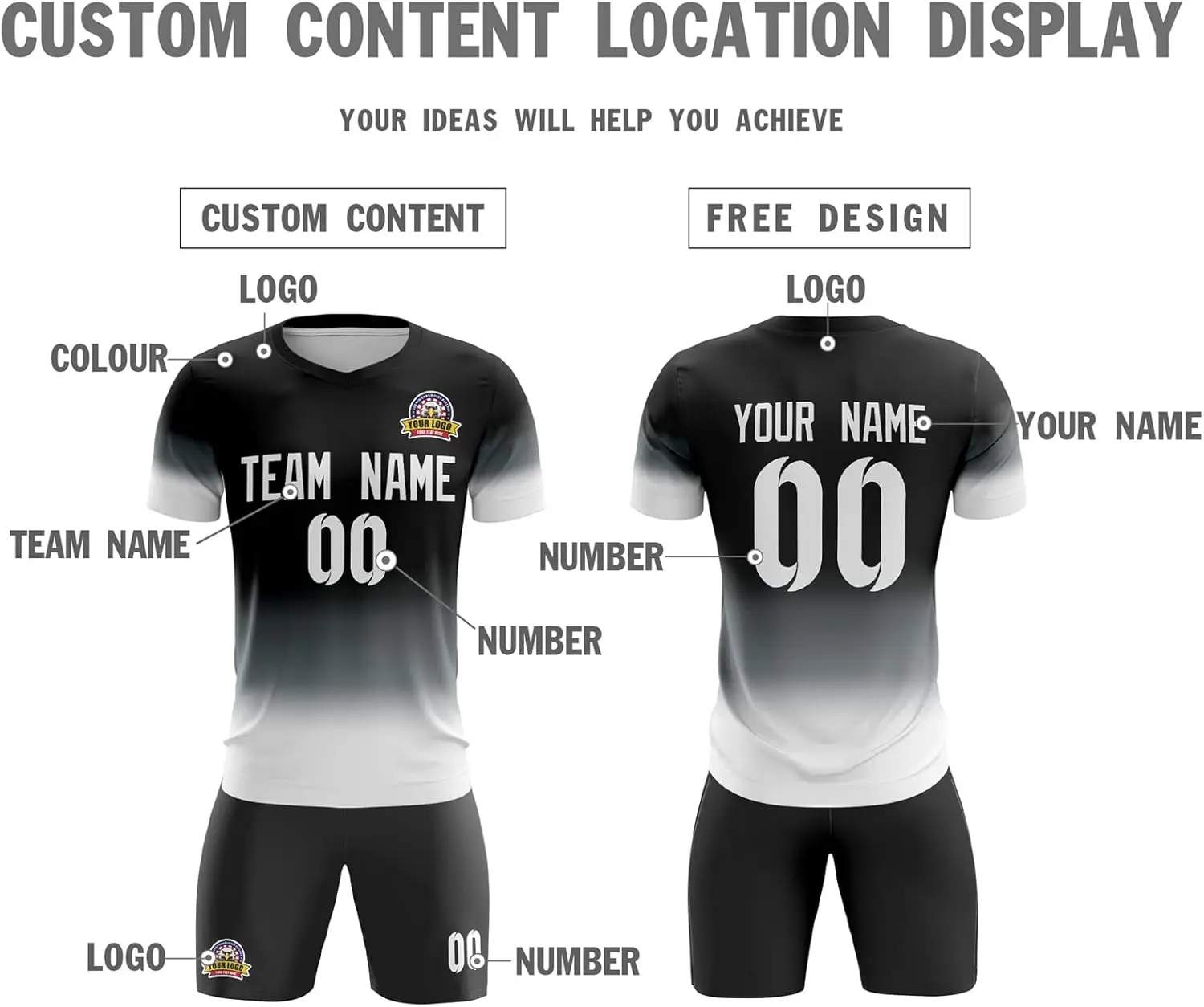 Custom Soccer Jersey with Your Name Number Team Logo Personalized Soccer Shirts Shorts Men Women Kids Football Quality Soccer