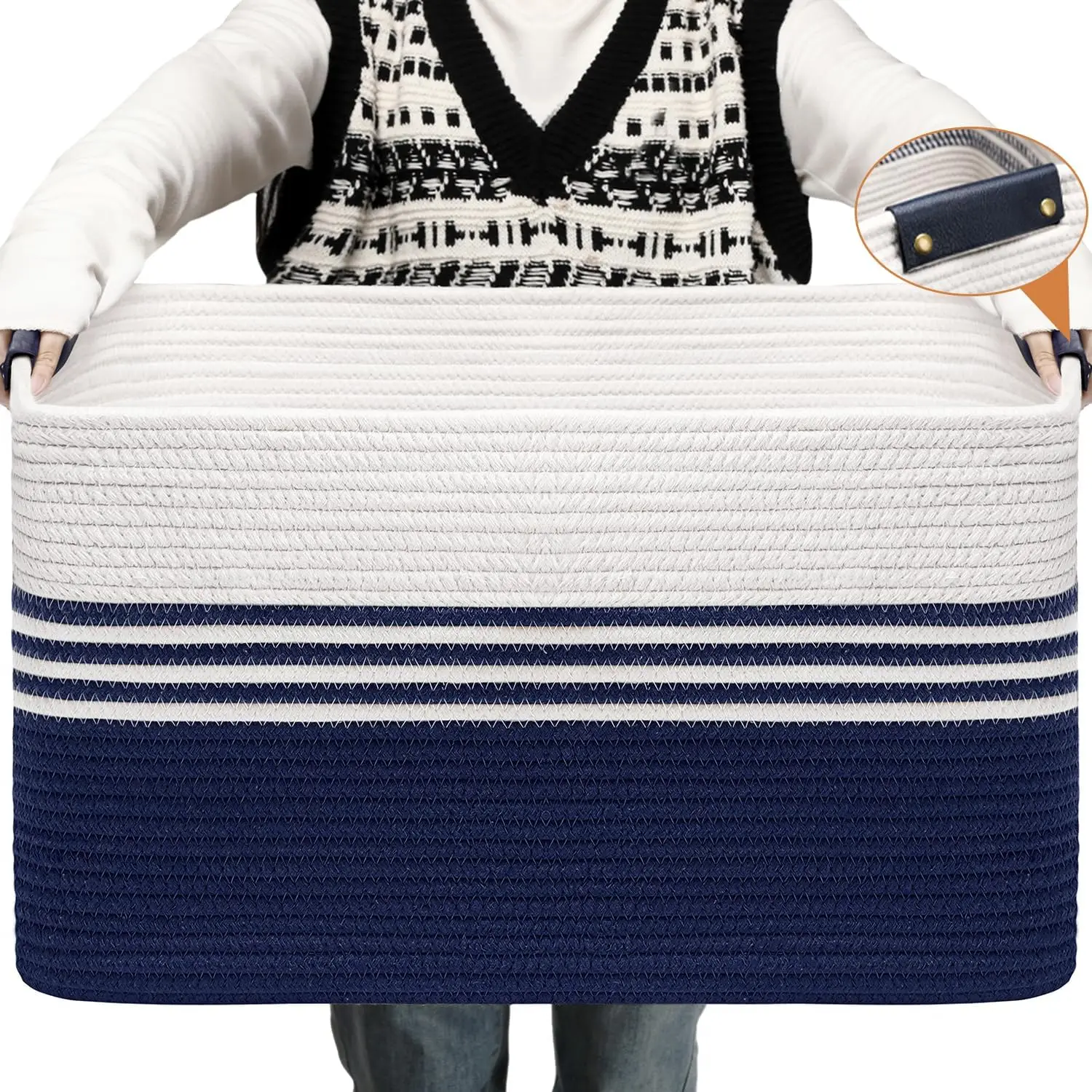 Wholesale Rectangle Blanket Laundry Toys Storage Basket for Organizing Woven Nursery Large Cotton Rope Baskets