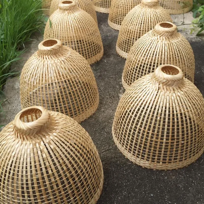 Hot Sale Bamboo Hanging Lamp Pendant Light Asian Oblong Repurposed Fish Trap Ceiling Lamp High Quality Vietnam Supplier