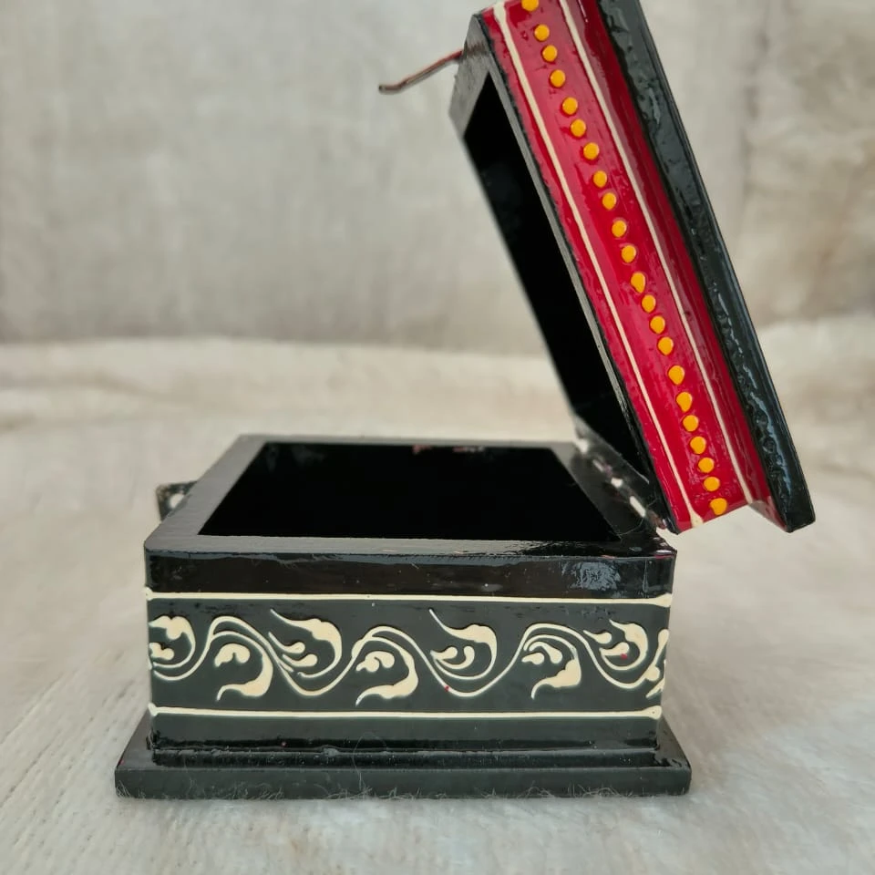 Wooden Elephant Print Hand Painted Jewelry Box Dry Fruit Box for Home Decor Indian Unique Gifts for Diwali Eid Ramadan Favors