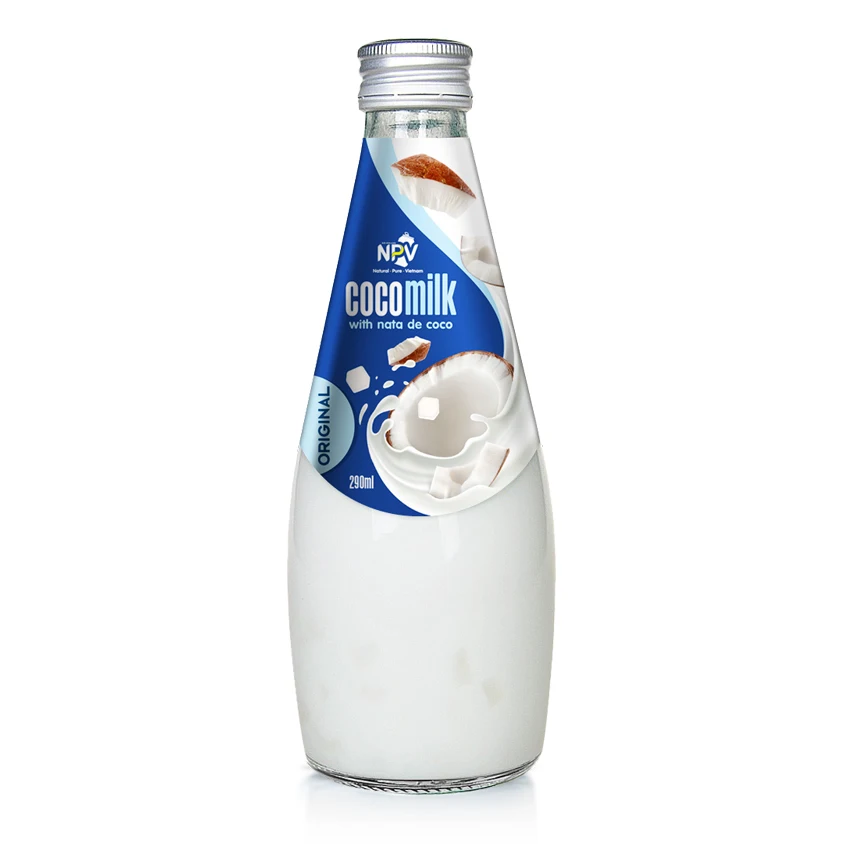 Hot Selling  z Coconut Milk With Nata De Coco Strawberry Flavor 290ml Glass Bottle  Manufacturing From Vietnam