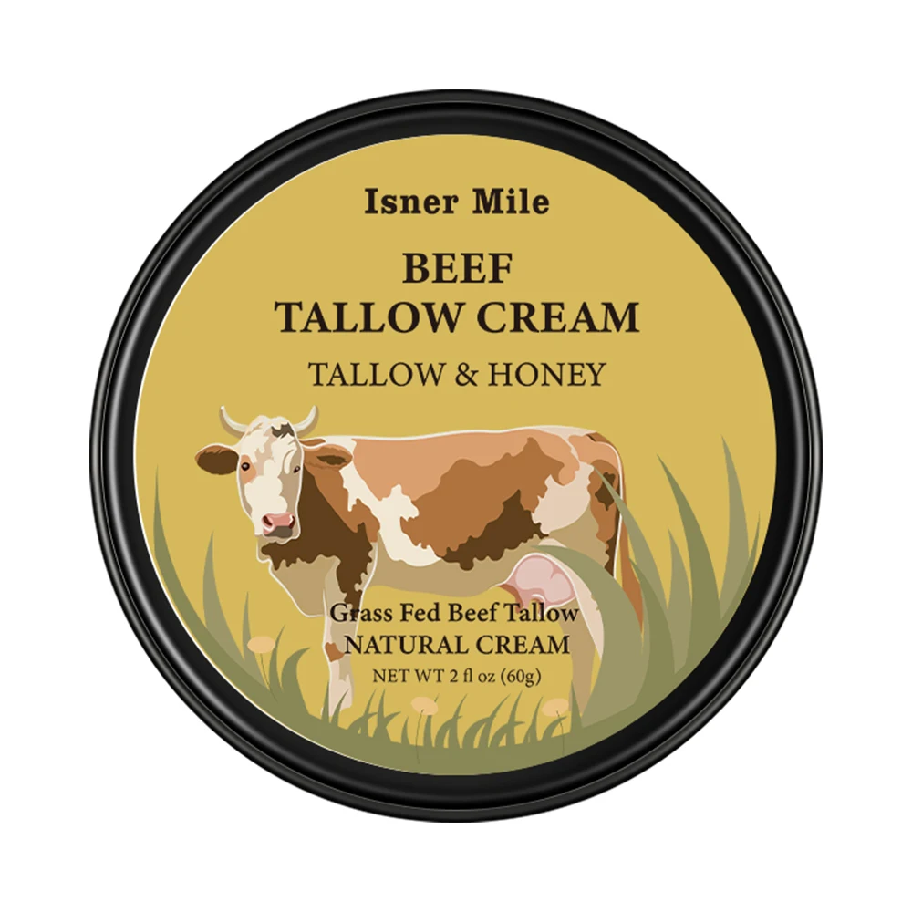 Tallow and Honey Cream Natural Organic Grass-Fed Beef Tallow Balm with Raw Honey Moisturizing Cream for Body Lotion Skin Care