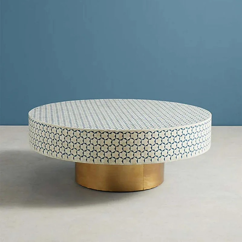 Luxury Home and Office Decorative Furniture Bone Inlay Tables Custom Round Shaped Tables for Sale from India