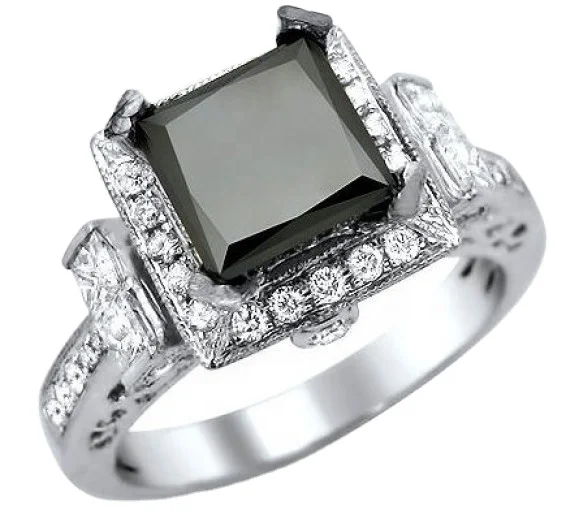 Hot Sale direct manufacturer Black Diamond Ring At Bottom Price with white diamonds and black diamonds