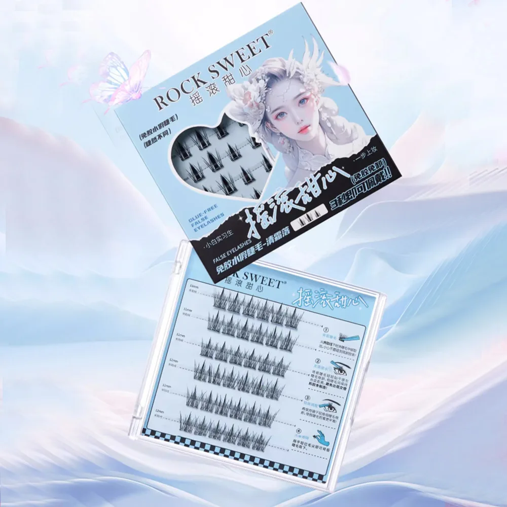 Rock Sweet New Serie Glue Free Faux Lashes Novice Friendly Moonlight Dew Multi Styles Reusable Self Adhesive Diy Eyelashes