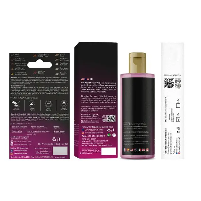 Mina ibrow Hair Color Dark Brown | Natural Spot coloring and Hair Tinting Powder with Rose water and Duo Angled Brush, Water
