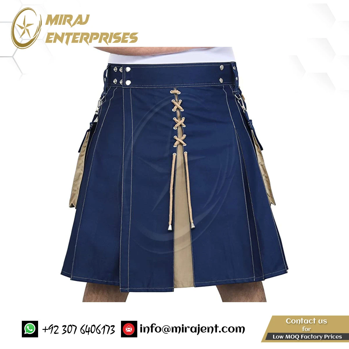 Utility Kilt-Wedding Kilt Scottish Modern Two Tone Cotton Utility Kilts for Men-Sports Wholesale supplier